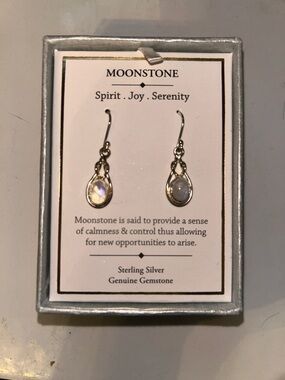 Shivam Moonstone Sterling Silver Drop Earrings - Moonstone